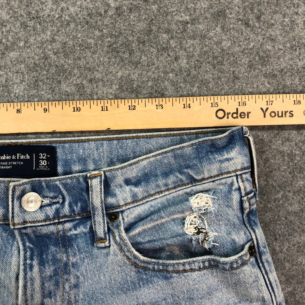 Abercrombie and Fitch Vintage Straight Mens Jeans 32x30 (fits 34x29) Light Wash - Picture 9 of 15